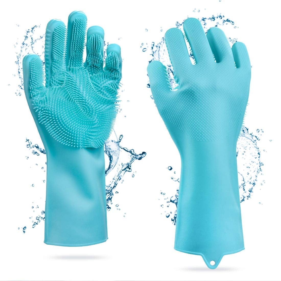 Picture of 2 Piece Silicone Dish washing Kitchen Hand Safety Gloves - Multicolor 2 Piece Set - Hand Gloves - Multicolor