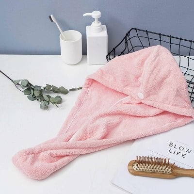 Picture of Super Absorbent, Quick Drying Hair Towel, Microfiber Hair Dry Cap - Pink