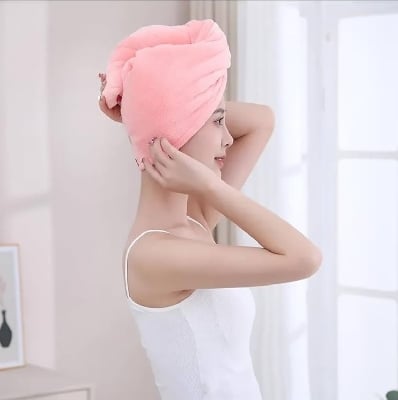 Picture of Super Absorbent, Quick Drying Hair Towel, Microfiber Hair Dry Cap - Pink