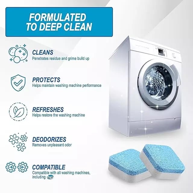 Picture of 12pcs Washing Machine Cleaner Washer Cleaning Detergent Effervescent Tablet Cleaner Washing Machine Home Cleaning tools