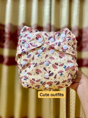Picture of Washable Baby Cloth Diaper with 2 Pad – 3-Layer Protection ( 0-24month ) - Multicolor