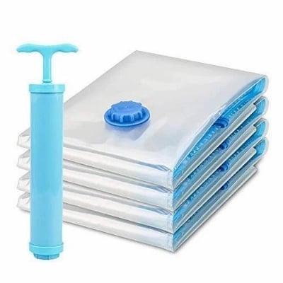 Picture of Multi-Size Vacuum Bags (4pcs Set) – Includes Hand Pump for Clothes & BlanketsSize 40x60cm/60x80cm/80x100cm 4pcs Combo Set - White
