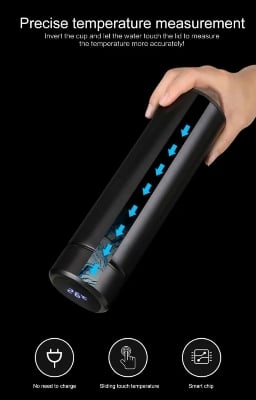 Picture of Smart Thermos Flask with Led Temperature Display In Touch - Black