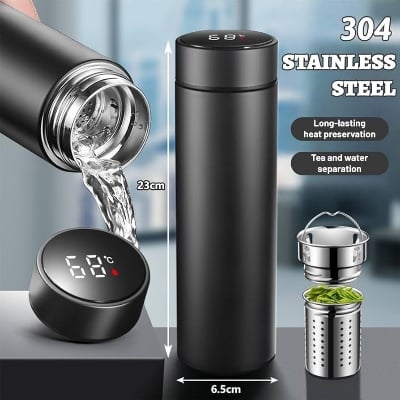 Picture of Smart Thermos Flask with Led Temperature Display In Touch - Black