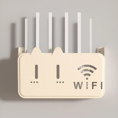 Picture of Wireless Router Storage Box Wall-mounted Punch-free Cable Organizer Wall Wifi Bracket Storage Box Cat Holder - Multicolor