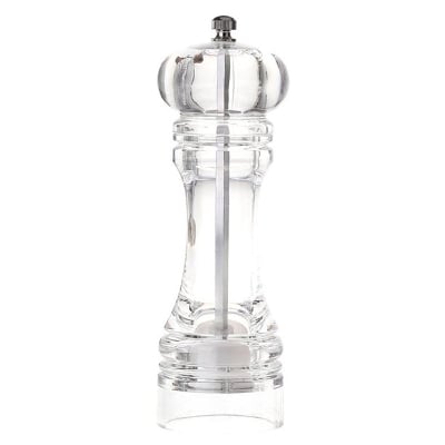 Picture of 7" Acrylic Pepper Mill, Salt and Pepper Grinder with Ceramic Grinding Mechanism - White