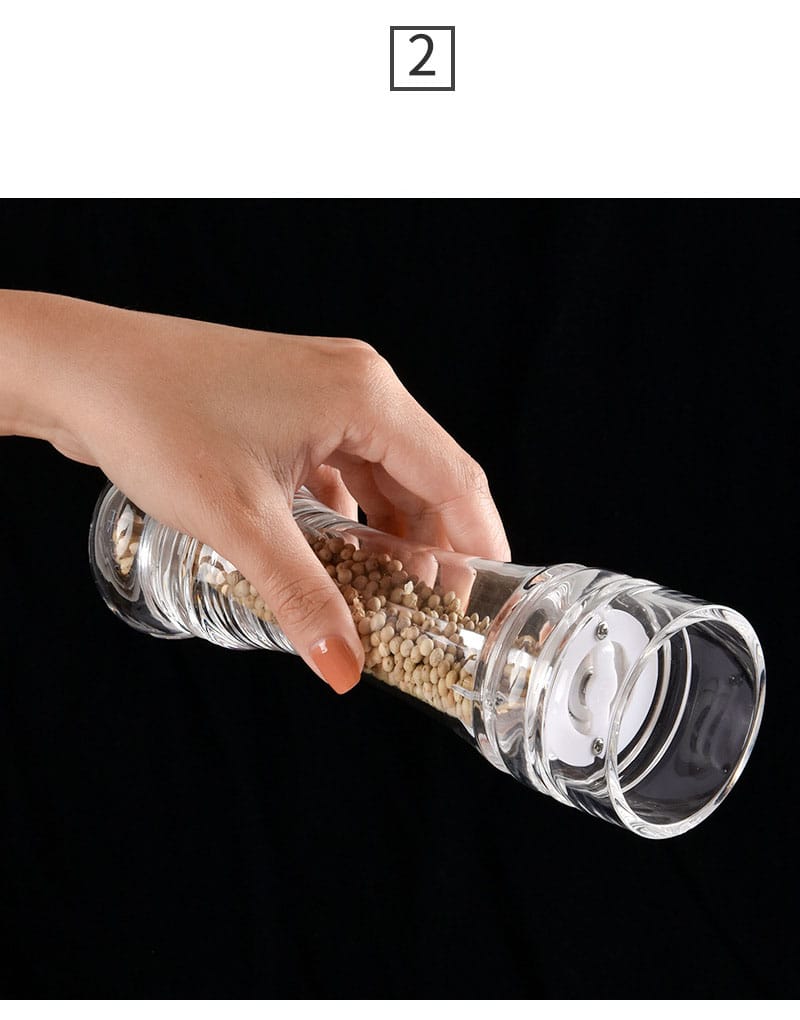 Picture of 7" Acrylic Pepper Mill, Salt and Pepper Grinder with Ceramic Grinding Mechanism - White