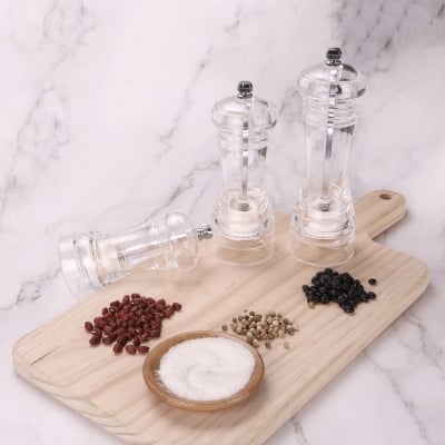 Picture of 7" Acrylic Pepper Mill, Salt and Pepper Grinder with Ceramic Grinding Mechanism - White
