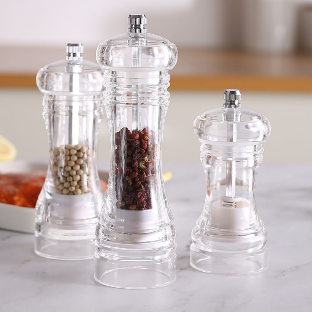 Picture of 7" Acrylic Pepper Mill, Salt and Pepper Grinder with Ceramic Grinding Mechanism - White