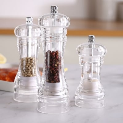 Picture of 7" Acrylic Pepper Mill, Salt and Pepper Grinder with Ceramic Grinding Mechanism - White