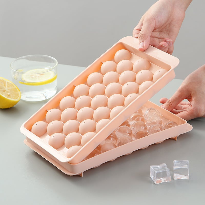 Picture of Round Ice Cube Tray | Ice Ball Maker with Non-Spill Lids, 33-Cavity Small Ice Sphere Molds for Whiskey, Water, Cocktail Drinks, Wine, Ice Cream, Chocolate - Multicolor