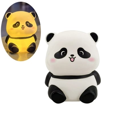 Picture of Panda LED Night Light Living Room Cute Panda Plastic Lamp Bedside Decor Creative Kids Night Light Birthday Gift Cake Decor - White