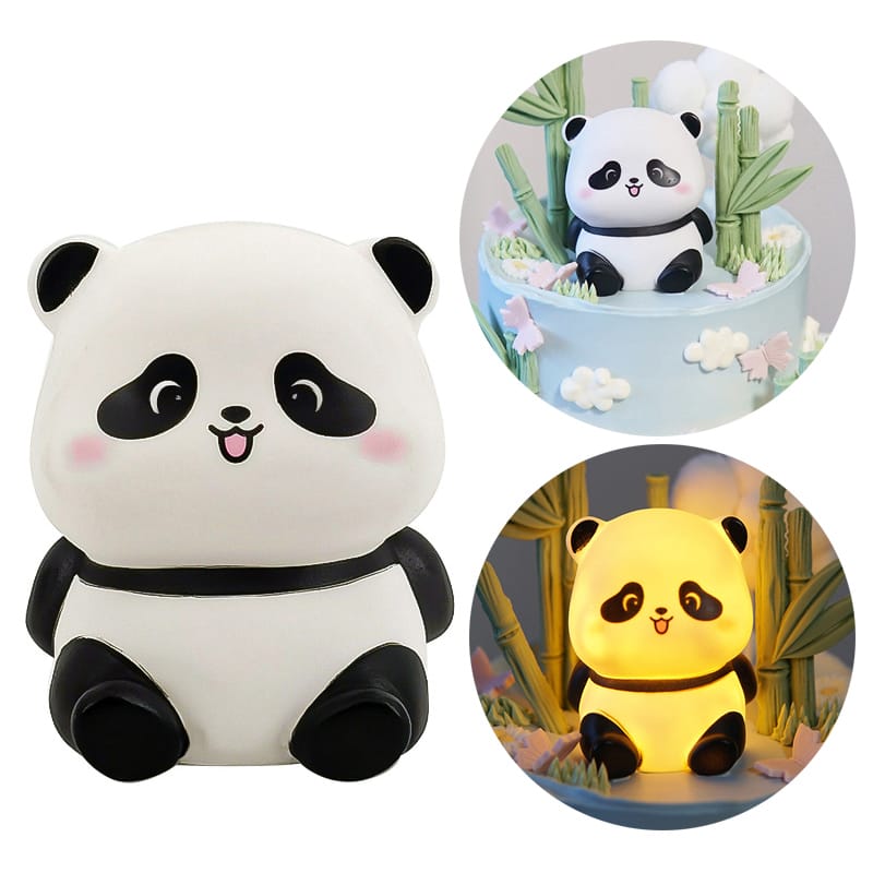 Picture of Panda LED Night Light Living Room Cute Panda Plastic Lamp Bedside Decor Creative Kids Night Light Birthday Gift Cake Decor - White