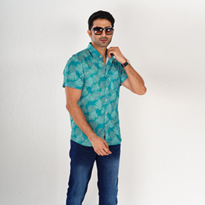 Picture of LEE COOPER GREEN HALF-SLEEVE SHIRTS FOR MEN 8SV0919