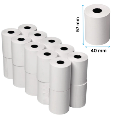 Picture of 57mm x 40mm Premium Quality Thermal POS Paper Roll – Pack of 10 Rolls  2" Inch  Thermal POS Roll – BPA Free – Suitable for POS Machines & Receipt Printers