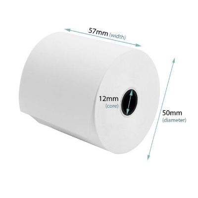 Picture of 57mm x 50mm Premium Quality Thermal POS Paper Roll – Pack of 10 Rolls  2" Inch  Thermal POS Roll – BPA Free – Suitable for POS Machines & Receipt Printers