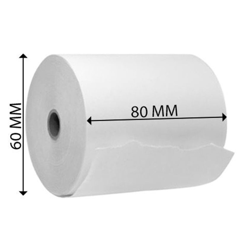 Picture of 80mm x 60mm Premium Quality Thermal POS Paper Roll – Pack of 10 Rolls  3" Inch  Thermal POS Roll – BPA Free – Suitable for POS Machines & Receipt Printers