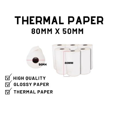 Picture of 80mm x 50mm Premium Quality Thermal POS Paper Roll – Pack of 20 Rolls  3" Inch  Thermal POS Roll – BPA Free – Suitable for POS Machines & Receipt Printers
