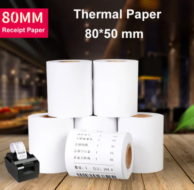 Picture of 80mm x 50mm Premium Quality Thermal POS Paper Roll – Pack of 20 Rolls  3" Inch  Thermal POS Roll – BPA Free – Suitable for POS Machines & Receipt Printers