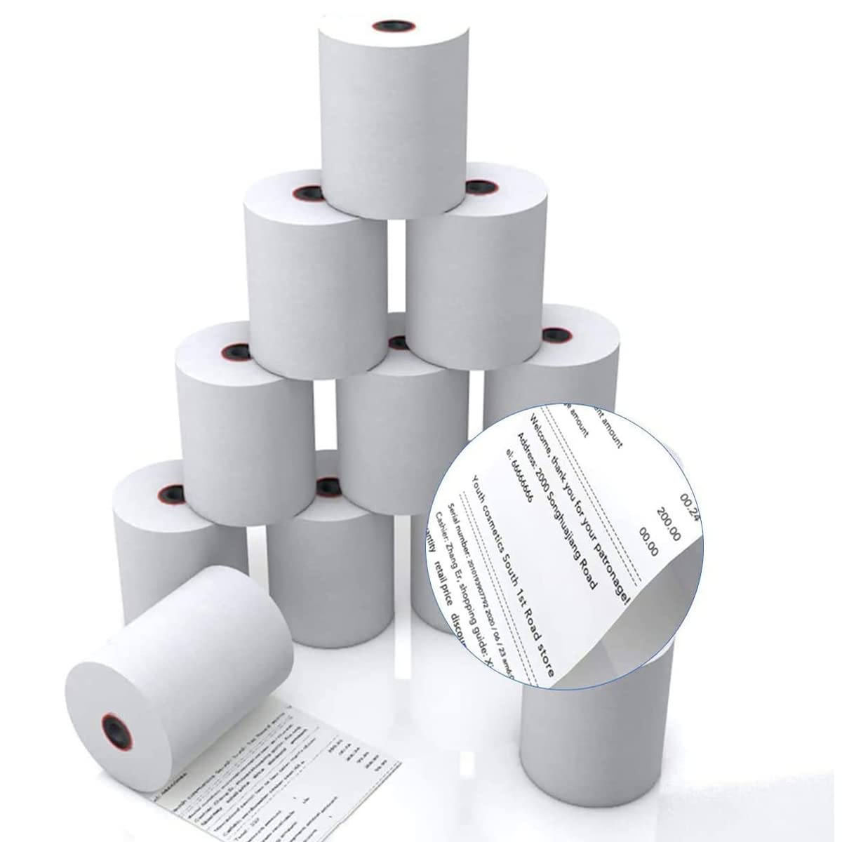 Picture of 80mm x 50mm Premium Quality Thermal POS Paper Roll – Pack of 20 Rolls  3" Inch  Thermal POS Roll – BPA Free – Suitable for POS Machines & Receipt Printers