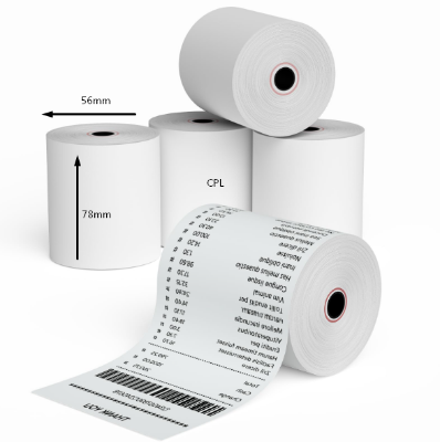 Picture of 78mm x 56mm Premium Quality Thermal POS Paper Roll – Pack of 12 Rolls  3" Inch  Thermal POS Roll – BPA Free – Suitable for POS Machines & Receipt Printers