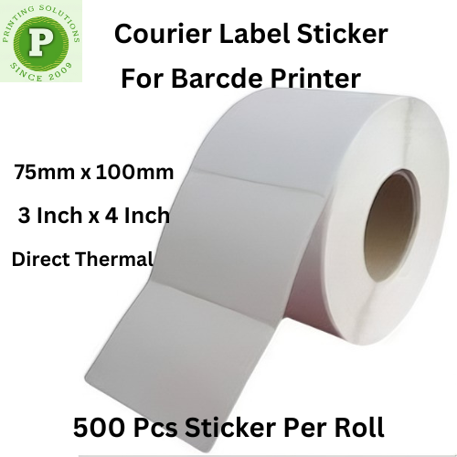 Picture of DT 75mm x 100mm (3'' Inch x 4'' Inch) Adhesive Direct Thermal Label Sticker 02 Roll | 500 Labels Per Roll | ✅ No Ribbon Required | Use – Shipping Labels, Barcode Labels, Expiry Date Labels