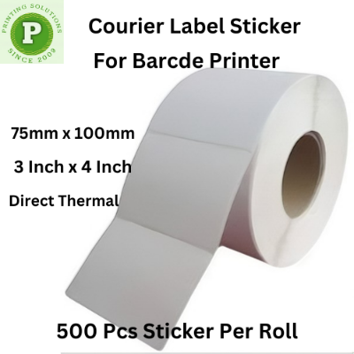 Picture of DT 75mm x 100mm (3'' Inch x 4'' Inch) Adhesive Direct Thermal Label Sticker 02 Roll | 500 Labels Per Roll | ✅ No Ribbon Required | Use – Shipping Labels, Barcode Labels, Expiry Date Labels