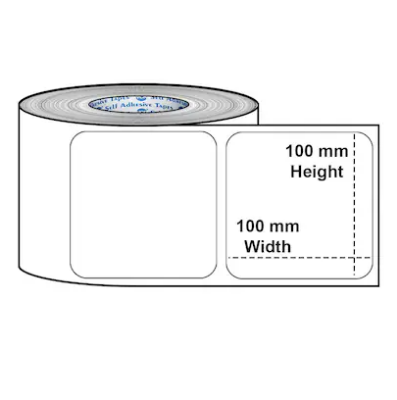 Picture of DT 100mm x 100mm (4'' Inch x 4'' Inch) Adhesive Direct Thermal Label Sticker 02 Roll | 500 Labels Per Roll | ✅ No Ribbon Required | Use – Shipping Labels, Barcode Labels, Expiry Date Labels