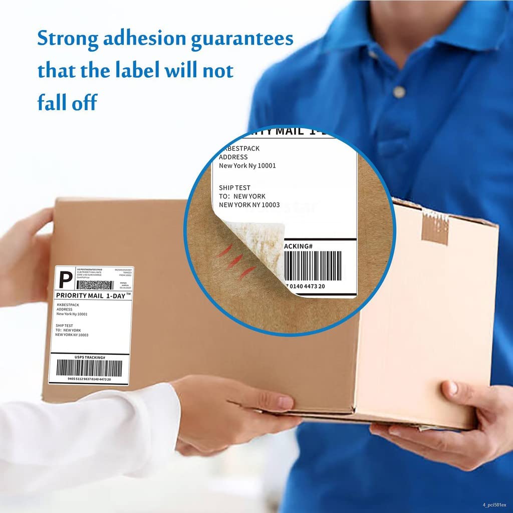 Picture of DT 100mm x 100mm (4'' Inch x 4'' Inch) Adhesive Direct Thermal Label Sticker 02 Roll | 500 Labels Per Roll | ✅ No Ribbon Required | Use – Shipping Labels, Barcode Labels, Expiry Date Labels