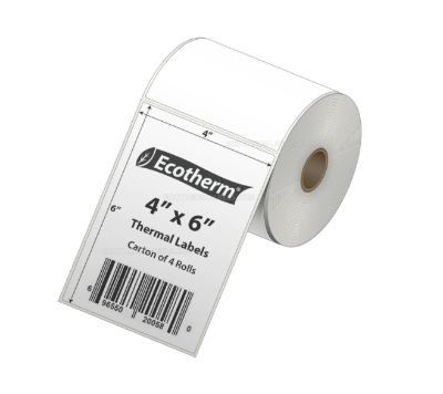 Picture of DT 100mm x 150mm (4'' Inch x 6'' Inch) Adhesive Direct Thermal Label Sticker 02 Roll | 500 Labels Per Roll | ✅ No Ribbon Required | Use – Shipping Labels, Barcode Labels, Expiry Date Labels