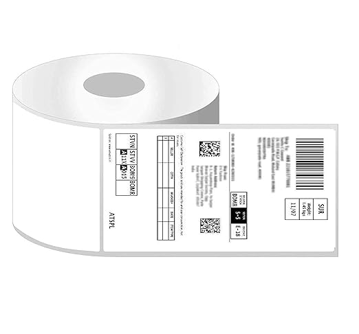 Picture of DT 100mm x 150mm (4'' Inch x 6'' Inch) Adhesive Direct Thermal Label Sticker 02 Roll | 500 Labels Per Roll | ✅ No Ribbon Required | Use – Shipping Labels, Barcode Labels, Expiry Date Labels