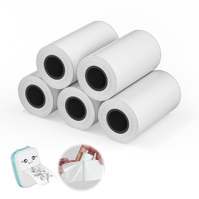 Picture of DT 57mm x 30mm 2 Inch Adhesive Direct Thermal Label Sticker  For mini printer, 05Roll ✅ No Ribbon Required | Use – Shipping Labels, Barcode Labels, Expiry Date Labels