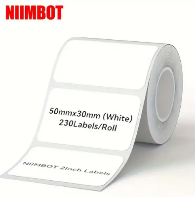 Picture of DT 50mm x 30mm (2'' Inch x 1.18'' Inch) Adhesive Direct Thermal Label Sticker | 1000 Labels Per Roll×2 Roll | ✅ No Ribbon Required | Use –  Nimbo printer Label, Shipping Labels, Barcode Labels, Expiry Date Labels