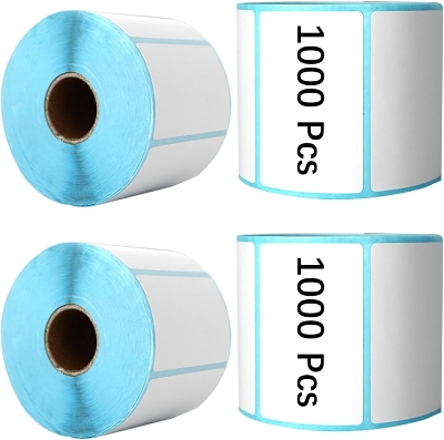 Picture of DT 50mm x 30mm (2'' Inch x 1.18'' Inch) Adhesive Direct Thermal Label Sticker | 1000 Labels Per Roll×2 Roll | ✅ No Ribbon Required | Use –  Nimbo printer Label, Shipping Labels, Barcode Labels, Expiry Date Labels