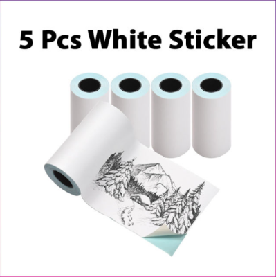 Picture of 5-Pack Mini Thermal Transfer Paper Rolls 57x40mm for P1/P2 Photo Printers, Durable Waterproof Adhesive Labels-white