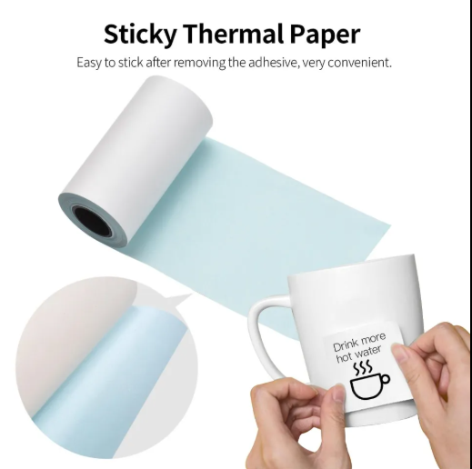 Picture of 5-Pack Mini Thermal Transfer Paper Rolls 57x40mm for P1/P2 Photo Printers, Durable Waterproof Adhesive Labels-white