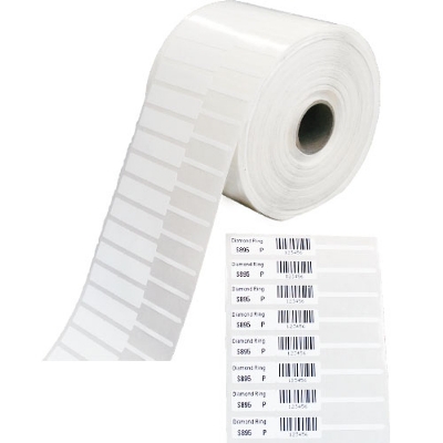Picture of Premium Jewelry Tag Label Sticker 81x12mm – PVC Polyester Jewelry Tag, Barcode Price Tag Stickers | 2,500 Pcs Roll | Waterproof Adhesive | Jewelry Shop & Ring Tagging