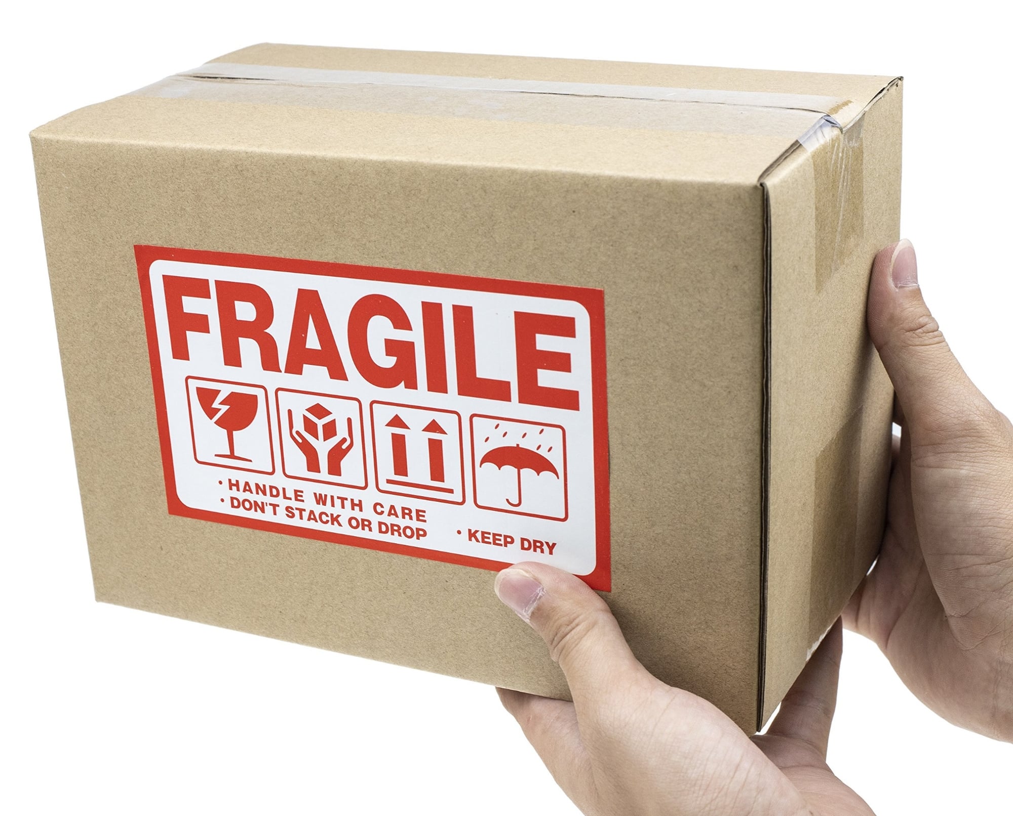 Picture of Fragile Handle with Care Sticker – Warning Label for Shipping Boxes & Packages | Care Mark Adhesive Label Roll | 3x2 inch | 250/500ps