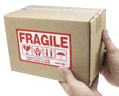 Picture of Fragile Handle with Care Sticker – Warning Label for Shipping Boxes & Packages | Care Mark Adhesive Label Roll | 3x2 inch | 250/500ps