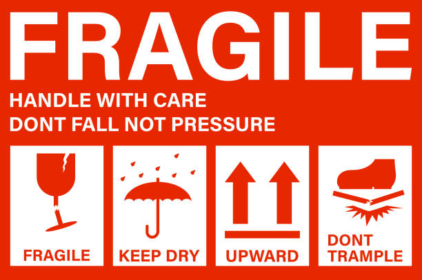 Picture of Fragile Handle with Care Sticker – Warning Label for Shipping Boxes & Packages | Care Mark Adhesive Label Roll | 3x2 inch | 250/500ps