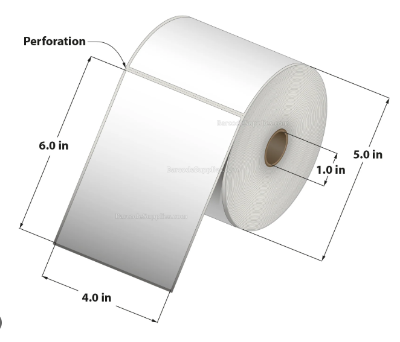 Picture of DT 100mm x 150mm (4' Inch x 6'' Inch) Adhesive Direct Thermal Barcode Label Sticker 01 Roll | 500 Labels Per Roll | ✅ No Ribbon Required | Use – Shipping Labels, Barcode Labels, Expiry Date Labels-White