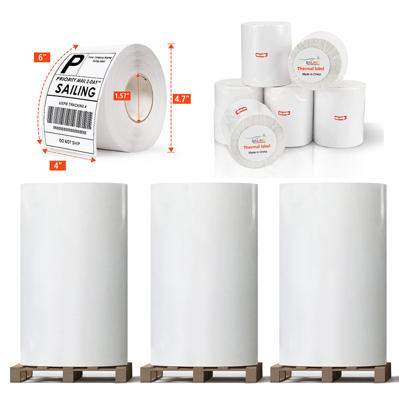 Picture of DT 100mm x 150mm (4' Inch x 6'' Inch) Adhesive Direct Thermal Barcode Label Sticker 01 Roll | 500 Labels Per Roll | ✅ No Ribbon Required | Use – Shipping Labels, Barcode Labels, Expiry Date Labels-White
