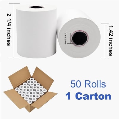 Picture of (58x40mm) Premium Quality Thermal POS Paper Roll | Measurement Width 58mm x 40mm Diameter– BPA Free – Suitable for POS Machines & Receipt Printers