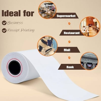 Picture of MaxGreen Paper Roll (78mm x 48m) for Thermal POS Printer, Premium Quality Thermal POS Paper Roll – Pack of 20 Rolls