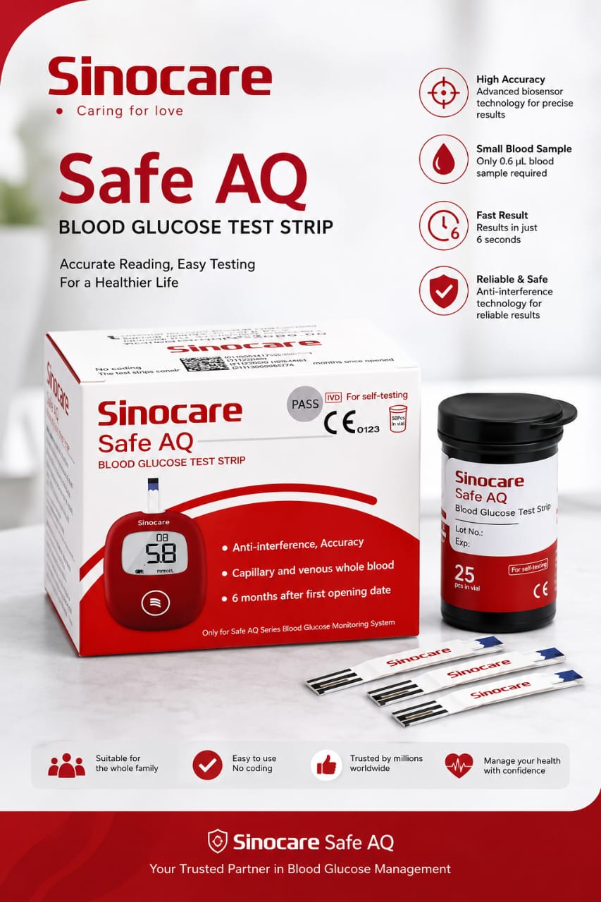 Picture of Sinocare Safe AQ Blood Glucose Test Strips (25 & 50 Pcs)