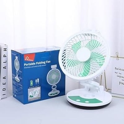 Picture of Portable Folding Fan ZT-329 Rechargeable Table Fan with LED Light | Foldable USB Fan 2400mAh 3 Speed Timer Control
