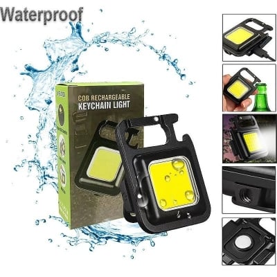 Picture of Mini USB Rechargeable LED Keychain Flashlight 800LM COB Work Light 4 Modes Portable Emergency Torch with Bottle Opener