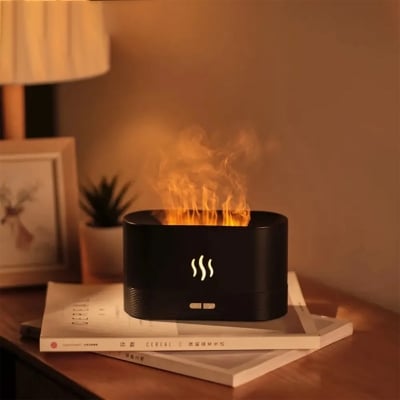 Picture of 3D Flame Humidifier LED Night Light – DQ701 Fire Humidifier Aroma Diffuser with 7 Color Lights, Oil Fragrance Aromatherapy Air Humidifier for Home Office Room Decor