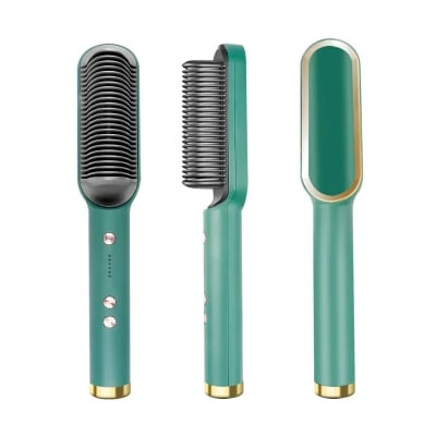 Picture of Professional Ceramic Hair Straightener Brush Fast Heating Electric Straightening Comb Curler Styler for Women and Men Smooth Frizz Free Hair Styling Tool