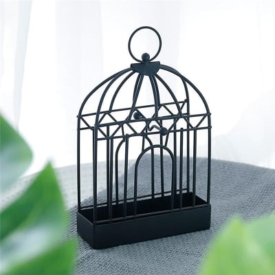 Picture of Birdcage Shape Iron Mosquito Coil Holder Stand – Black Mosquito Repellent Incense Burner Hanger for Indoor Home Bedroom Living Room Hotel Use